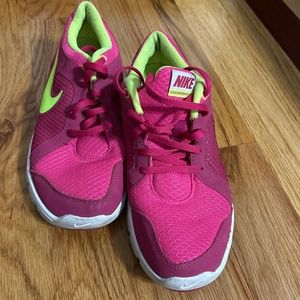 Pink and green sneakers